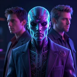 neon mystery man, by tom bagshaw and ilya kuvshinov, rtx rendering, octane render 1 2 8 k, maya, extreme high intricate details by wlop, digital art by ross tran, medium shot, close up shot, composition by sana takeda, dramatic lighting by greg rutkowski