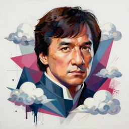 Painting Jackie Chan by Sachin Teng, asymmetrical, Organic Painting ,geometric shapes, clouds, hard edges, energetic, graffiti, street art:2 by Sachin Teng:4