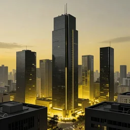 cyber city, black and yellow color scheme, futurism, pristine, brutalism, by craig mullins, by marc simonetti