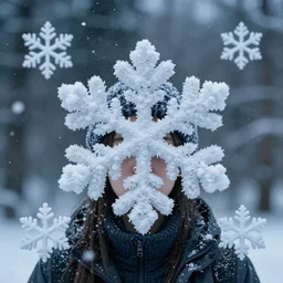 surreal photography snowflakes with faces