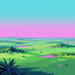 Retrowave landscape, synthwave music, digital painting, vivid, album cover, artstation