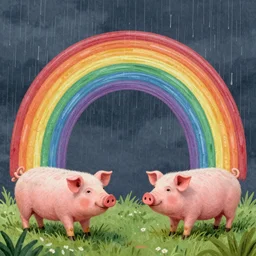 pigs and rainbows digital art wallpaper by lisa frank intricate illustration