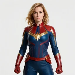 captain marvel from the comics as a real person, 5 0 mm, studio lighting