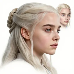young mila kunis as daenerys targaryen, face study, character sheet, concept design, contrast, kim jung gi, greg rutkowski, zabrocki, karlkka, jayison devadas, trending on artstation, 8 k, ultra wide angle, pincushion lens effect