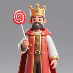 a portrait of a lollipop king, wearing robes, 3 d render, blender, unreal engine, highly detailed
