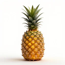 glowing pineapple, stylized 3d render, isolated on a pure white background, centered, entire object in frame, sharp focus, soft studio lighting