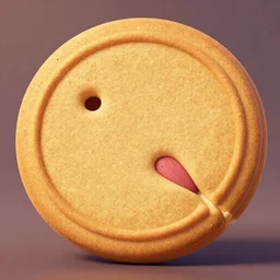 circular golden cookie licking itself, pixar