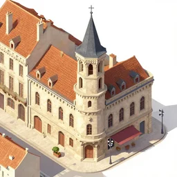 isometric view illustration of a medieval Marseille street corner, highly detailed, mid day by Victo Ngai