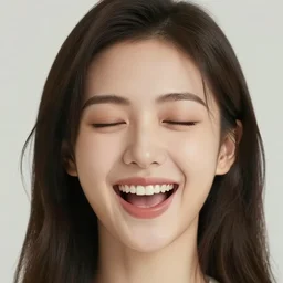 a mouth a bit open, two eyes half closed, half a smile on her soul, a beautiful portrait on the wall.