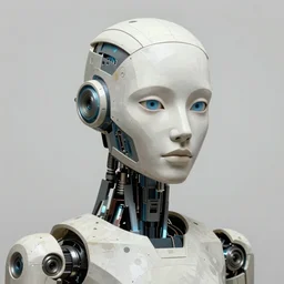 a matte painting portrait of an ai robot, in the style of john chamberlain, digital art, trending on artstation