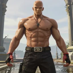 an ingame shot of the one punch man as a gta 5 character, ingame shot from gta 5, ray tracing x, wet reflections, unreal engine 5, intricate details, fantasy, hyper realism, humongous view, smooth, cinematic