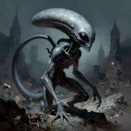 gray alien by frank frazetta