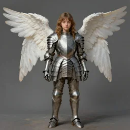 Worksafe, fully clothed. Painting of young armored angel girl by Brom, trending on ArtStation.