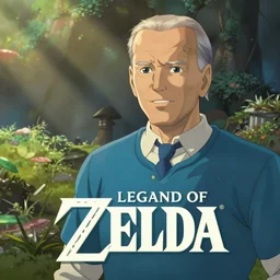 cel - shaded image of joe biden as tingle from legend of zelda, studio ghibli animation cel
