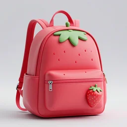 a modern backpack in strawberry ¡!!!!!!!!! fruit shape, digital art, artgem, octane render, artstation, hasselblad photo, 4 k resolution, fashion design, product photo, product design, vivid colorful background, strawberry