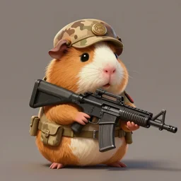 cute little anthropomorphic Guinea Pig Army Ranger, wielding an M4, tiny, small, short, Desert camouflage, cute and adorable, pretty, beautiful, DnD character art portrait, matte fantasy painting, DeviantArt Artstation, by Jason Felix by Steve Argyle by Tyler Jacobson by Peter Mohrbacher, cinematic lighting