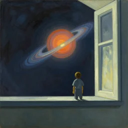 Dreaming of outer space, by Edward Hopper, lofi colors