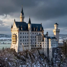 a gothic castle in the snow, andreas rocha style