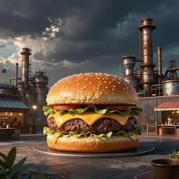 cheeseburger theme park industrial generative urban