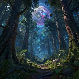 a magical forest, on an alien planet, nasa, concept art, unreal engine