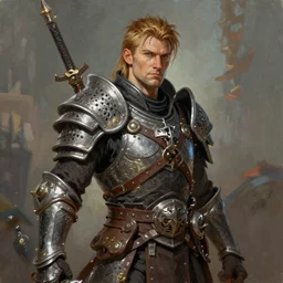 A comic book style portrait painting of a fantasy warrior, unreal 5, DAZ, octane render