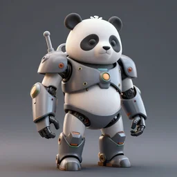 a 3 d rendered mecha panda android by beeple