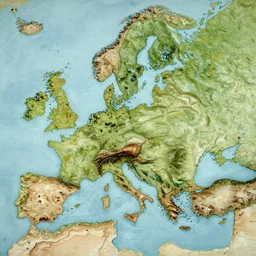 well drawn highly detailed topographical map of a large fantasy continent minimal water, emphasized elevation, styled like a j. r. tolkien map, oil painting