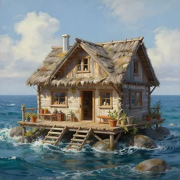 a hyper - detailed 3 d render like an oil painting of cabin dreaming of the untamed ocean!!!!! surreal concept art, lifelike, photorealistic, digital painting, aesthetic, smooth, sharp focus, artstation hd, by greg rutkowski, bruce pennington, valentina remenar, rhads, asher duran,