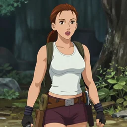 Scarlet Johansson as Lara Croft, ambient lighting, 4k, anime key visual, Ross Tran