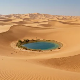 ultra realistic illustration, big desert with oasis in the middle, matte painting, hyper detailed photo realism by greg rutkowski, rich contrast of colors, 1 0 0 mega pixels