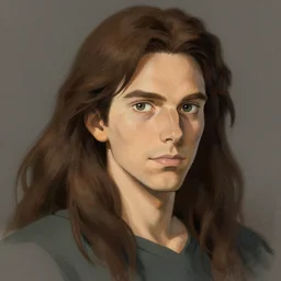 dacre montgomery portrait, long hair brown, art by studio ghibli and greg rutkowski and artgerm and ilya kuvshinov, portrait, d & d, fantasy, highly detailed, digital painting, headshot, trending on artstation, concept art, sharp focus, illustration