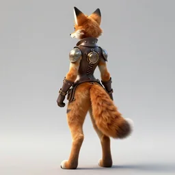 full body of anthropomorphic lynx fursona from behind wearing steampunk vest as a woman with lynx head, tail, paws, by tanidareal, irakli nadar, intricate linework, unreal engine, fantasy style, perfect angle, radiant lighting, vibrant color scheme, 3 d render, detailed highly lighted fur, realistic fur