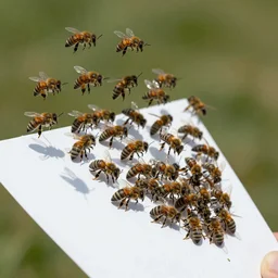swarm of bees emerge from a paper next like a cyclone