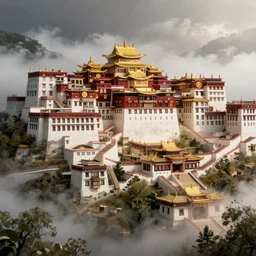 shangri la, unreal engine, 4 k, trending on artstation, cinematic lighting, octane render, mist, intricate, elegant, highly detailed, ultra realistic