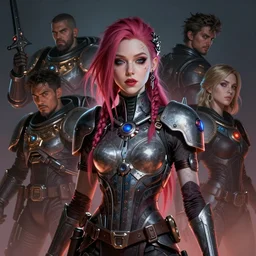 a stunning portrait of Grimes as a tech priestess from warhammer 40k, digital art by Eugene de Blaas and Boris Vallejo and Ross Tran and Angel Ganev and Frank Frazetta, highly detailed, trending on artstationhq