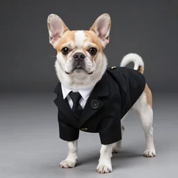 dog wearing a suit