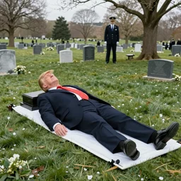 donald trump being laid to rest in a cemetery, 4k, highly detailed
