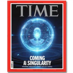 TIME magazine cover, the coming AI singularity, by Sandra Chevrier, 4d