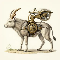 An vintage anatomical drawing of  Animal biology combined with a mechanical machine, detail digital art.