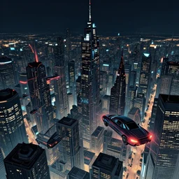 a cyberpunk city at night, flying cars Intricate ultradetailed illustration by Tomer Hanuka, by Victo Ngai, by Beeple