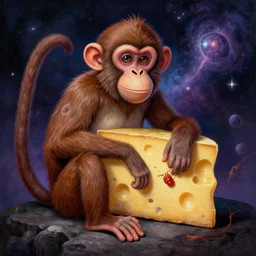 monkey cheese, cosmic horror painting, elegant intricate digital painting artstation concept art by mark brooks and brad kunkle extreme detailed