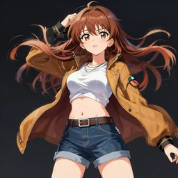 woman wearing thrifty clothing, very anime, trending artwork, 4 k, dynamic and detailed, anime painter studio, glitz pro