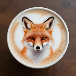 Latte Foam art, of a fox. 4K HD Wallpaper. Premium Prints Available