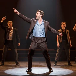 award winning Production photo of Ben Shapiro the musical on broadway, dancing, singing, costumes by Julie Taymor, set design by Julie Taymor