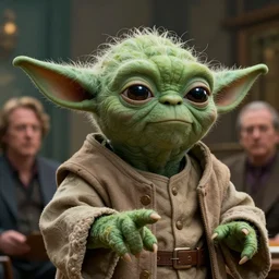a green danny devito!! with ( ( yoda ) ) ears greg rutkowski and jason chan highly detailed, cinematic lighting, octane render, unreal engine lumen, very coherent. cinematic, hyper realism, high detail, octane render, 8 k