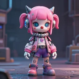 full body character, clown robot ghost in the shell girl pink hair, cyberpunk intricate streetwear, trending on artstation, digital painting, cute nendroid, anime, disney, pixar, 8 k, hd, dof, kodak film, volumetric lighting, subsurface scattering, photorealistic, octane render, extreme details