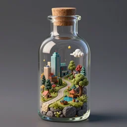 a mini world in a glass bottle unreal engine 5 octane render hyperdetailed
