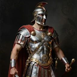 roman legionnaire, painting, fine art, high contrast, divine, strong, rembrandt lighting, ray tracing global illumination, ray tracing reflections, insanely detailed and intricate, elegant, ornate, hyper realistic, super detailed
