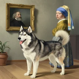 husky dog by moebius and atey ghailan by james gurney by vermeer by George Stubbs in the of style anime by Lim Heng Swee by koyamori
