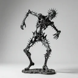disfigured figure, contorted limbs, abstract sculpture, grotesque spikes